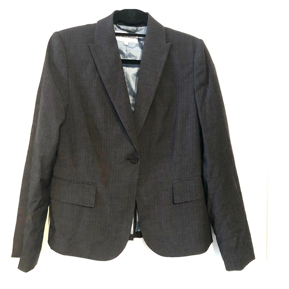 Calvin Klein DkGrey w/blue stripes skirt suit SZ8